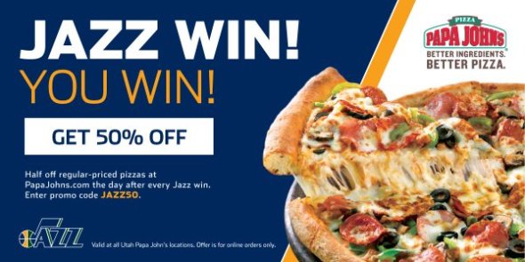 Papa John's: Save Money on Pizza When the Utah Jazz Win ...
